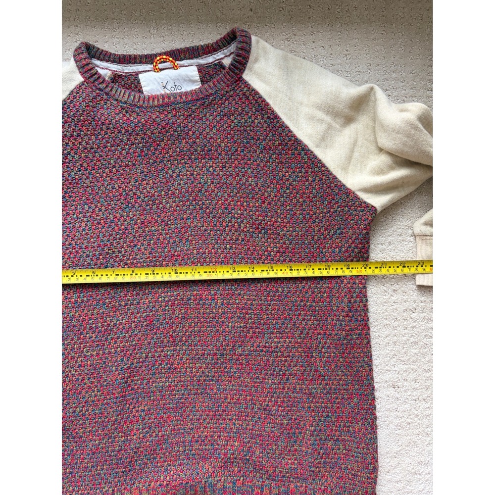 Koto Sweater Small Multicolor Raglan Waffle Knit Eclectic Grandpa Retro Gorpcore - Picture 3 of 7